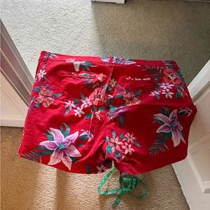 Floral Red Shorts